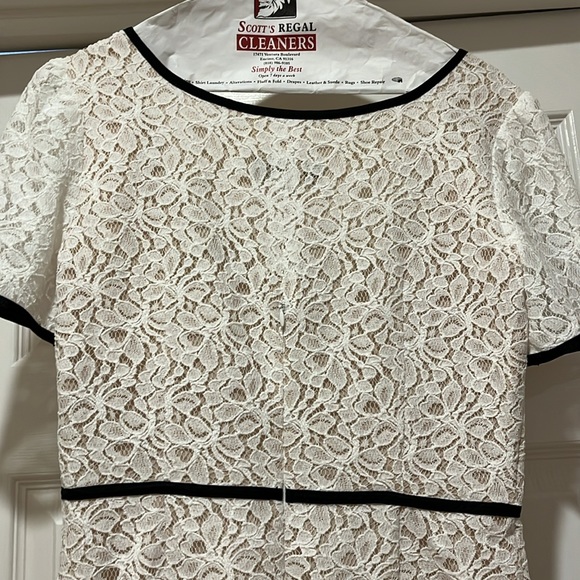 Like new ABS White lace dress with black trim, Size 6 - Picture 3 of 5